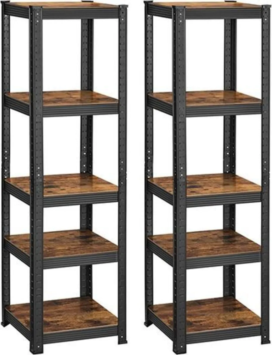 Heavy Duty  Shelving Set of 2 Narrow 5 Tier Bookca - Image 3