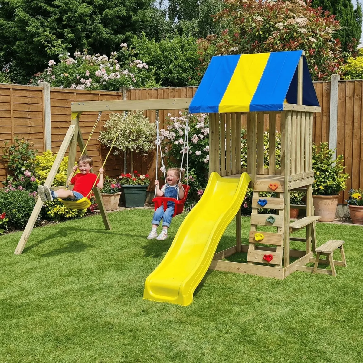 Discovery Wooden Climbing Frame with Swing & Slide - Image 4