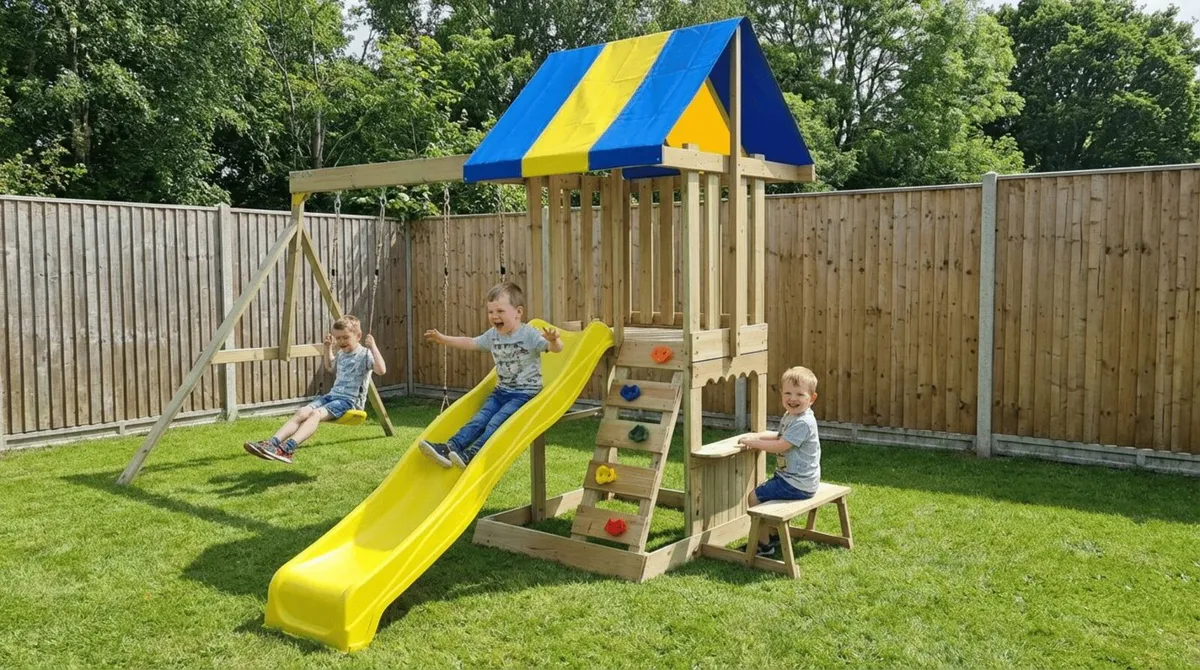 Discovery Wooden Climbing Frame with Swing & Slide - Image 3