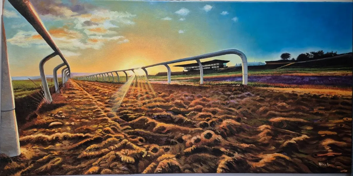 Curragh RaceCours Track at Sunset | oil painting - Image 1