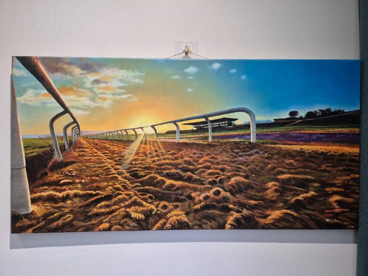 Curragh RaceCours Track at Sunset | oil painting - Image 3