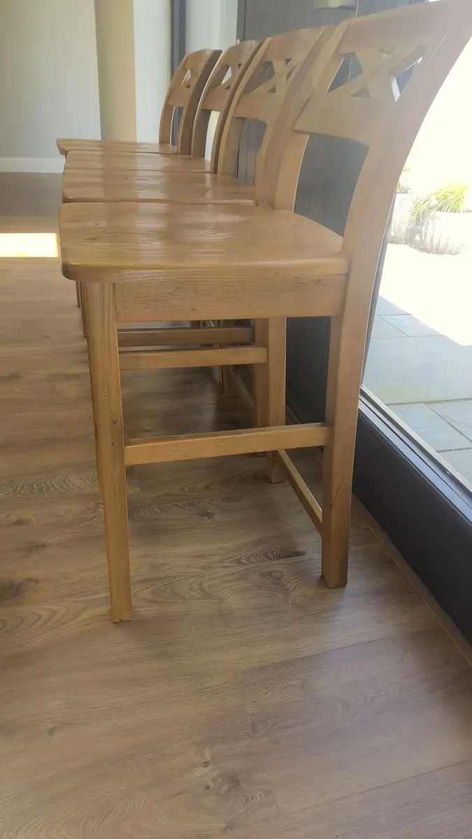 4 Solid Wood Kitchen High Stools - Image 2