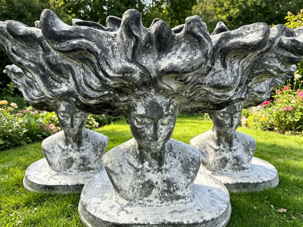 Set of four cast Iron Lady planters - Image 2