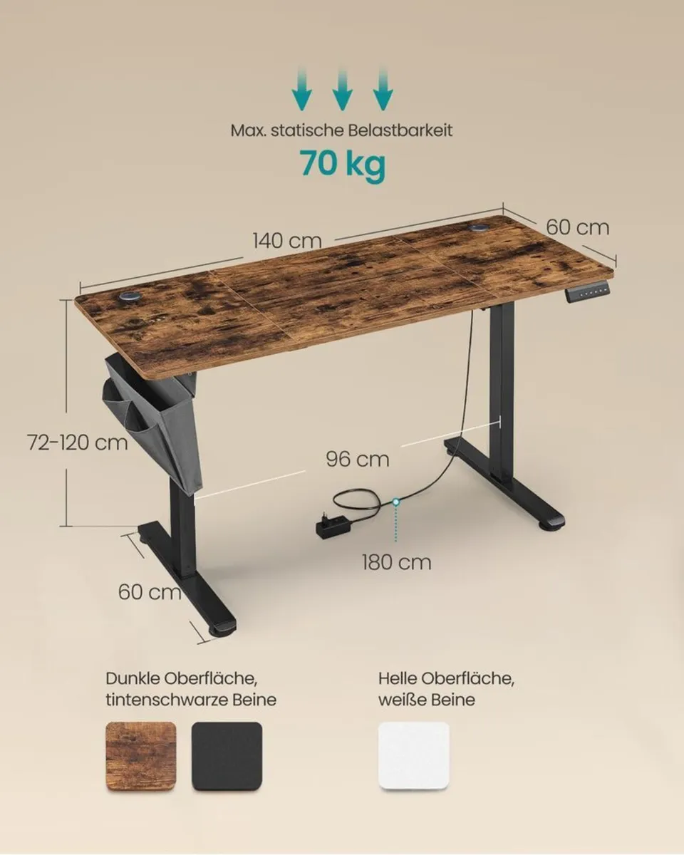 Electric Height Adjustable Standing Desk 140 cm Si - Image 3