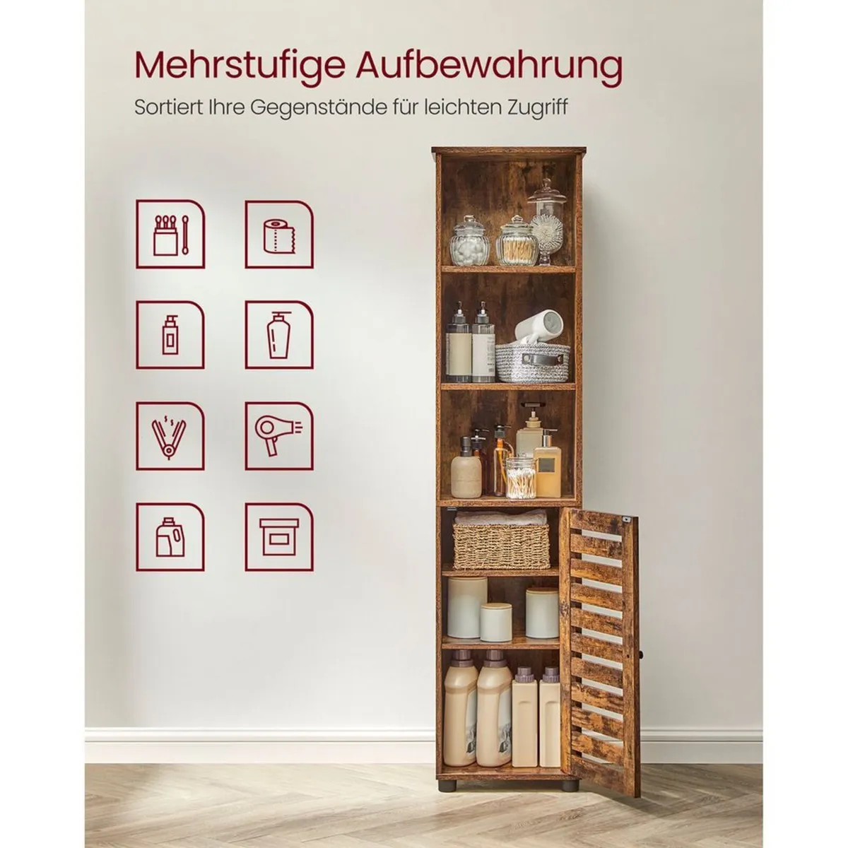 Tall Bathroom Storage Cabinet with Door and Shelve - Image 2