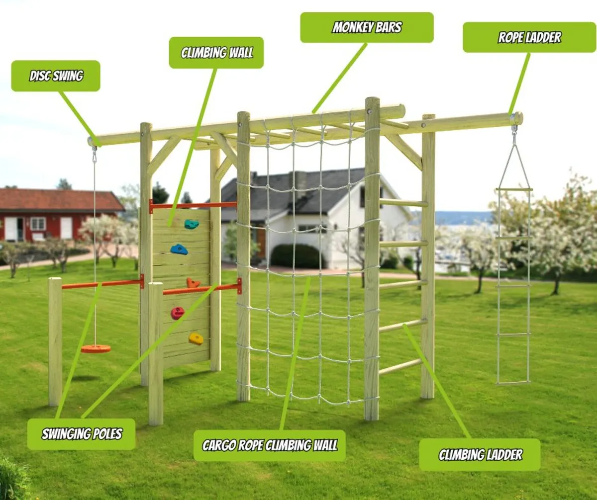 Milo Wooden Climbing Frame with Monkey Bars - Image 4