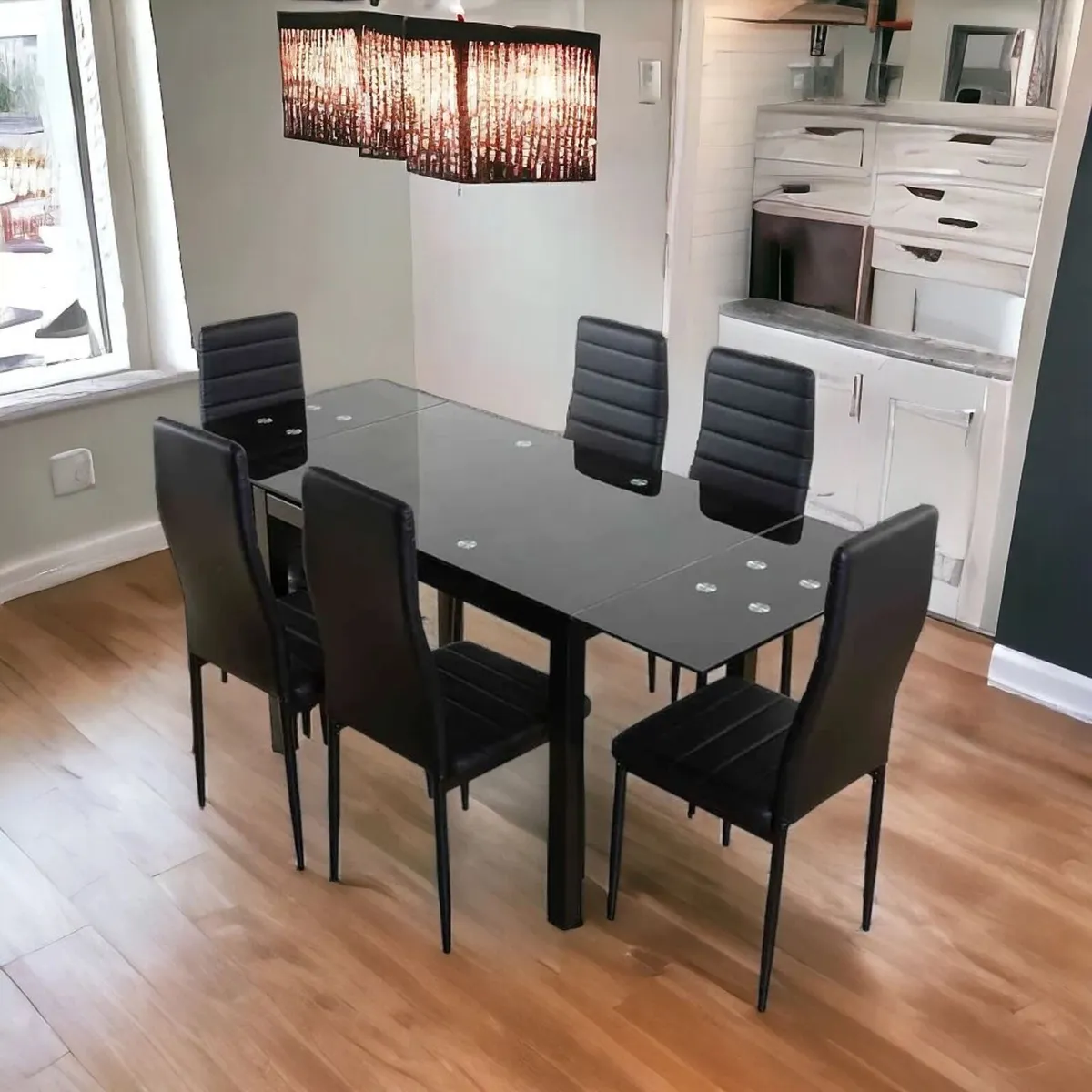 🍽️ Extendable Glass Dining Table Set + 6chairs - Image 1