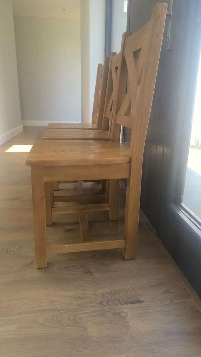3 Matching Solid Wood Dining Chairs - Image 3