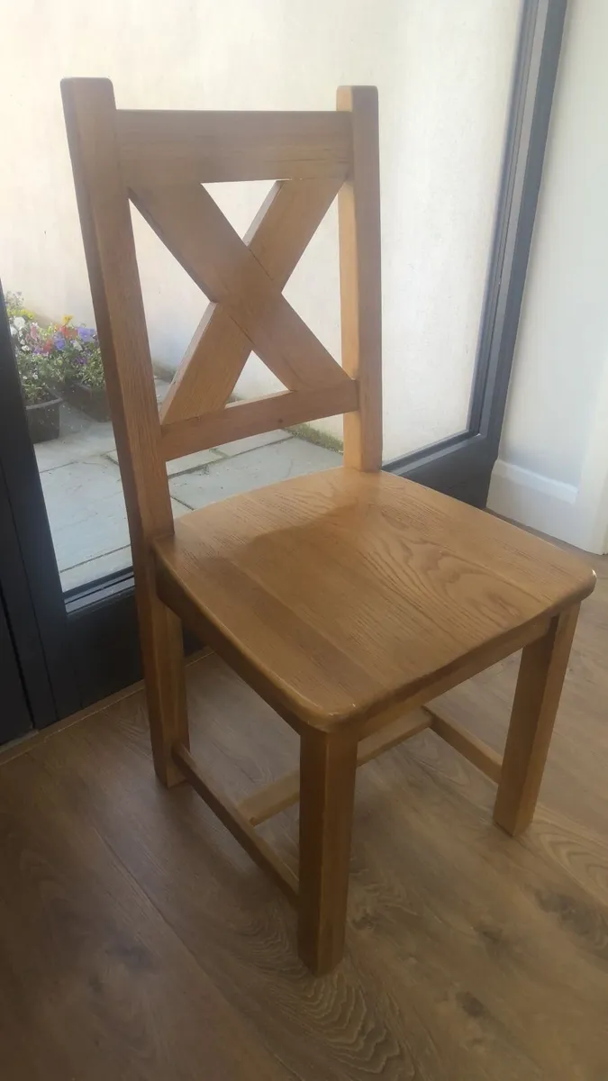 3 Matching Solid Wood Dining Chairs - Image 2