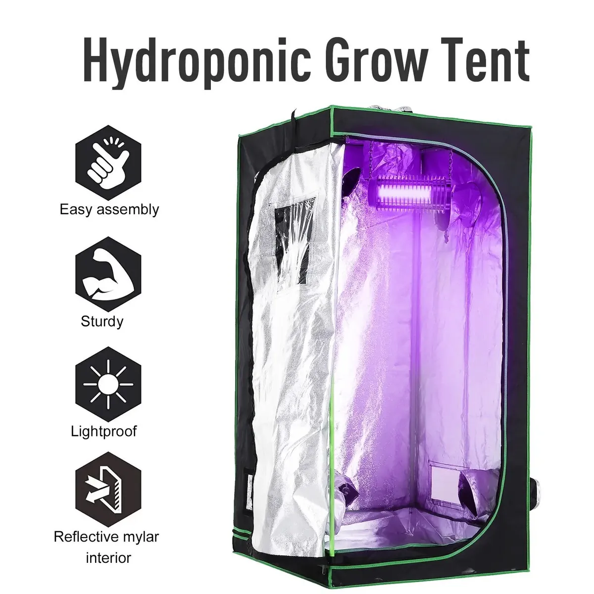 Mylar Hydroponic Grow Tent with Adjustable Vents a - Image 3