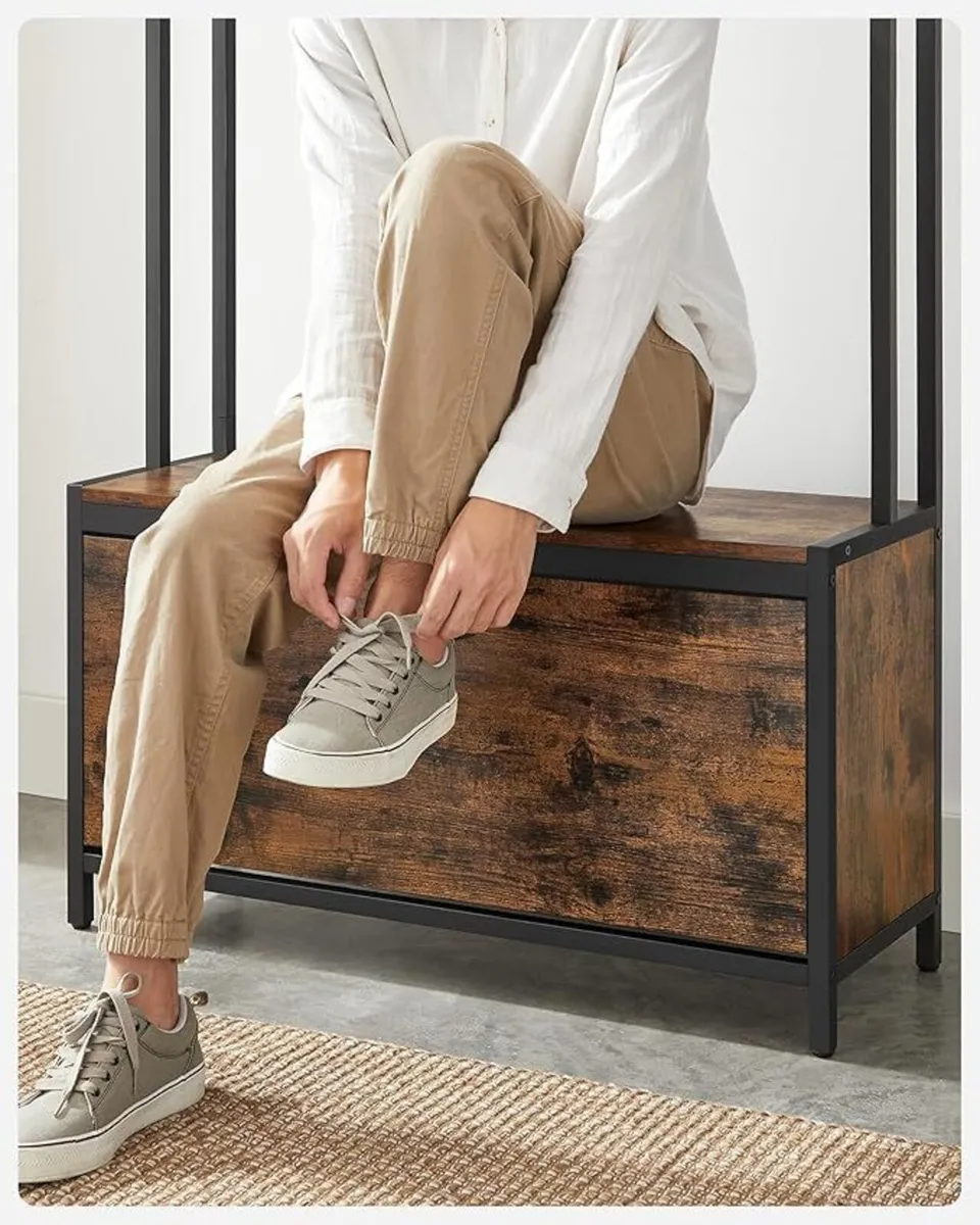 Industrial Hallway Coat Rack with Shoe Storage Ben - Image 3