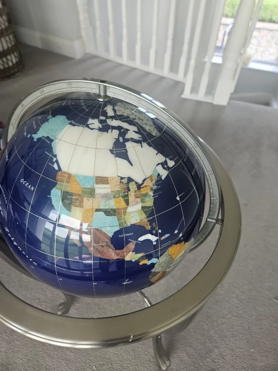Gemstone Globe Floor Standing on Metal Stand with - Image 2