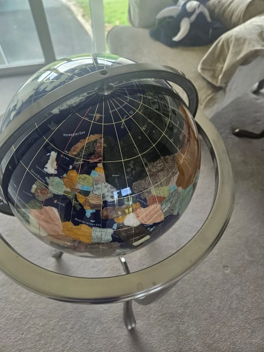 Gemstone Globe Floor Standing on Metal Stand with - Image 4