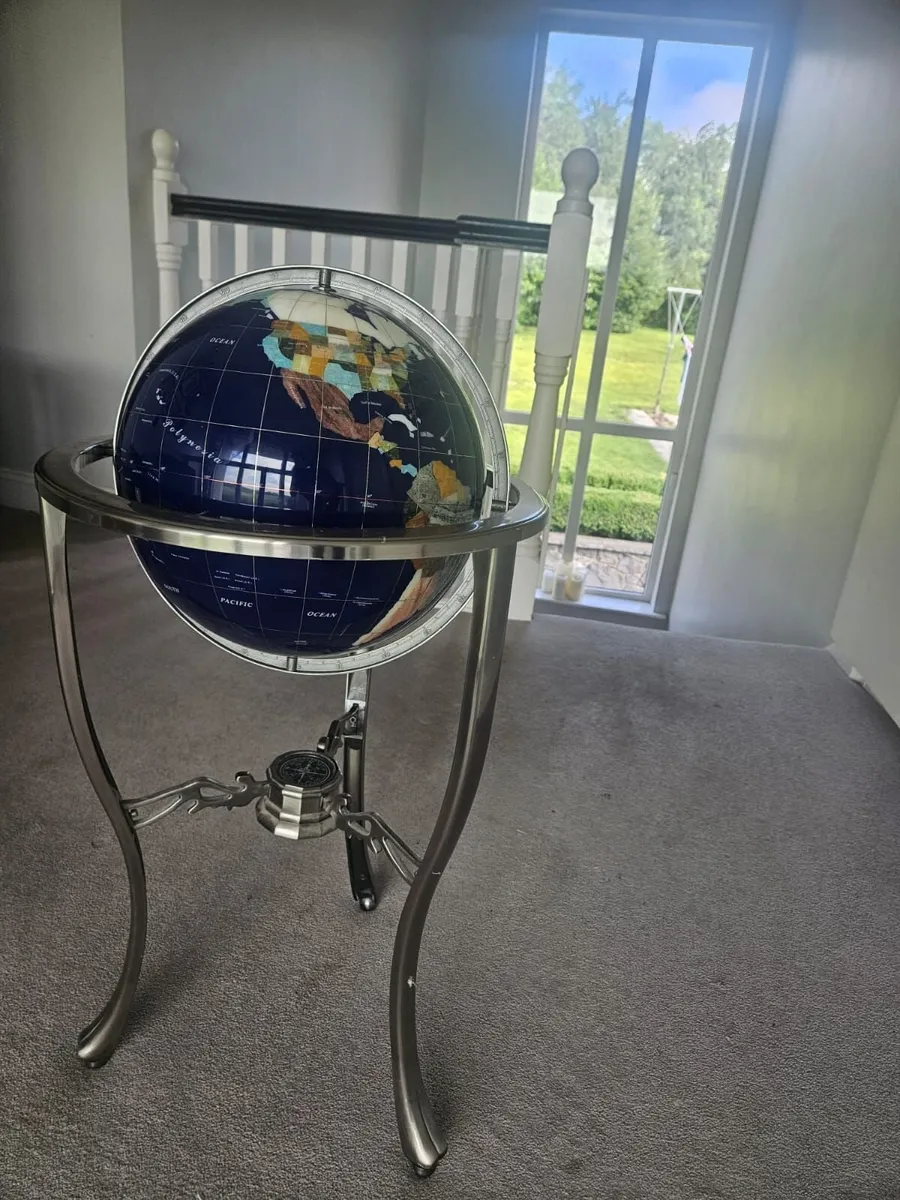 Gemstone Globe Floor Standing on Metal Stand with - Image 1