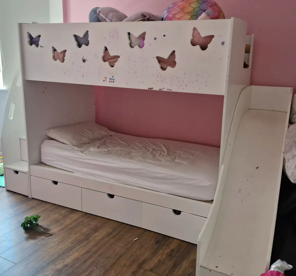 Children's Bunk Beds with Slide and Drawers - Image 3