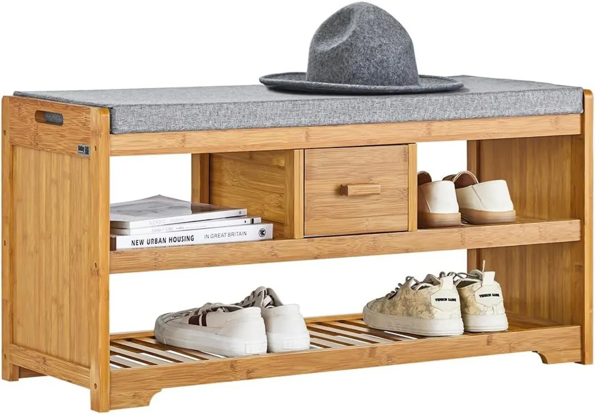 Bamboo shoe bench Bench With Seat Shoe Bench - Image 4