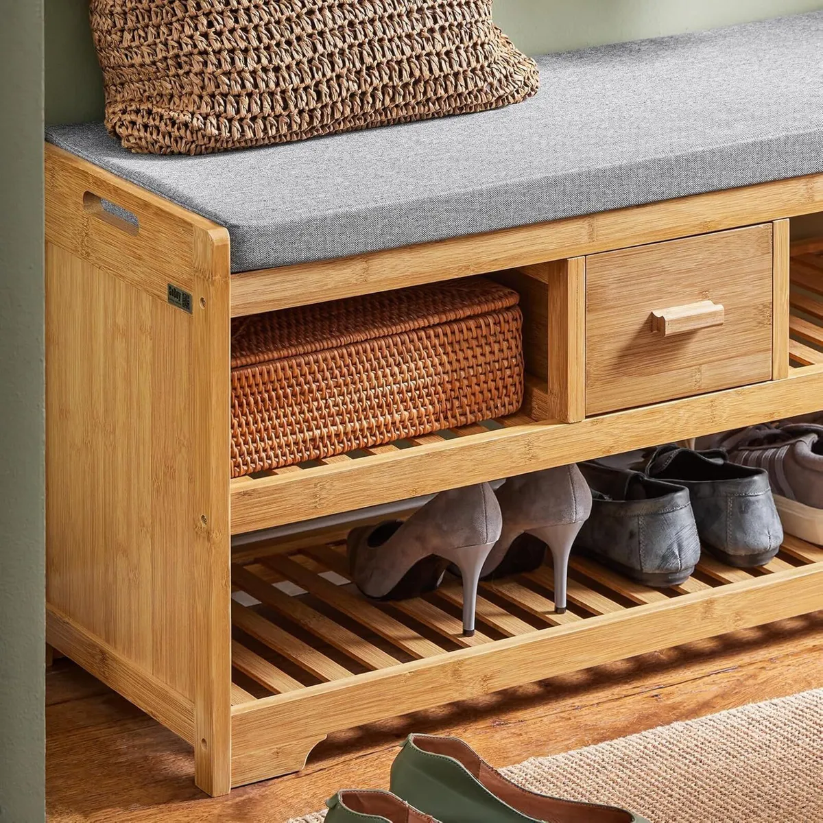 Bamboo shoe bench Bench With Seat Shoe Bench - Image 3