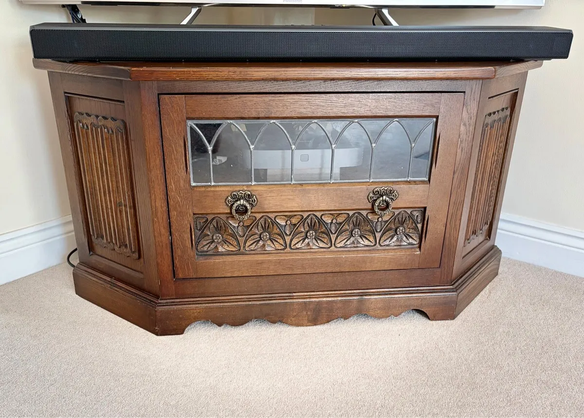 Solid Oak Corner TV Unit - Image 1