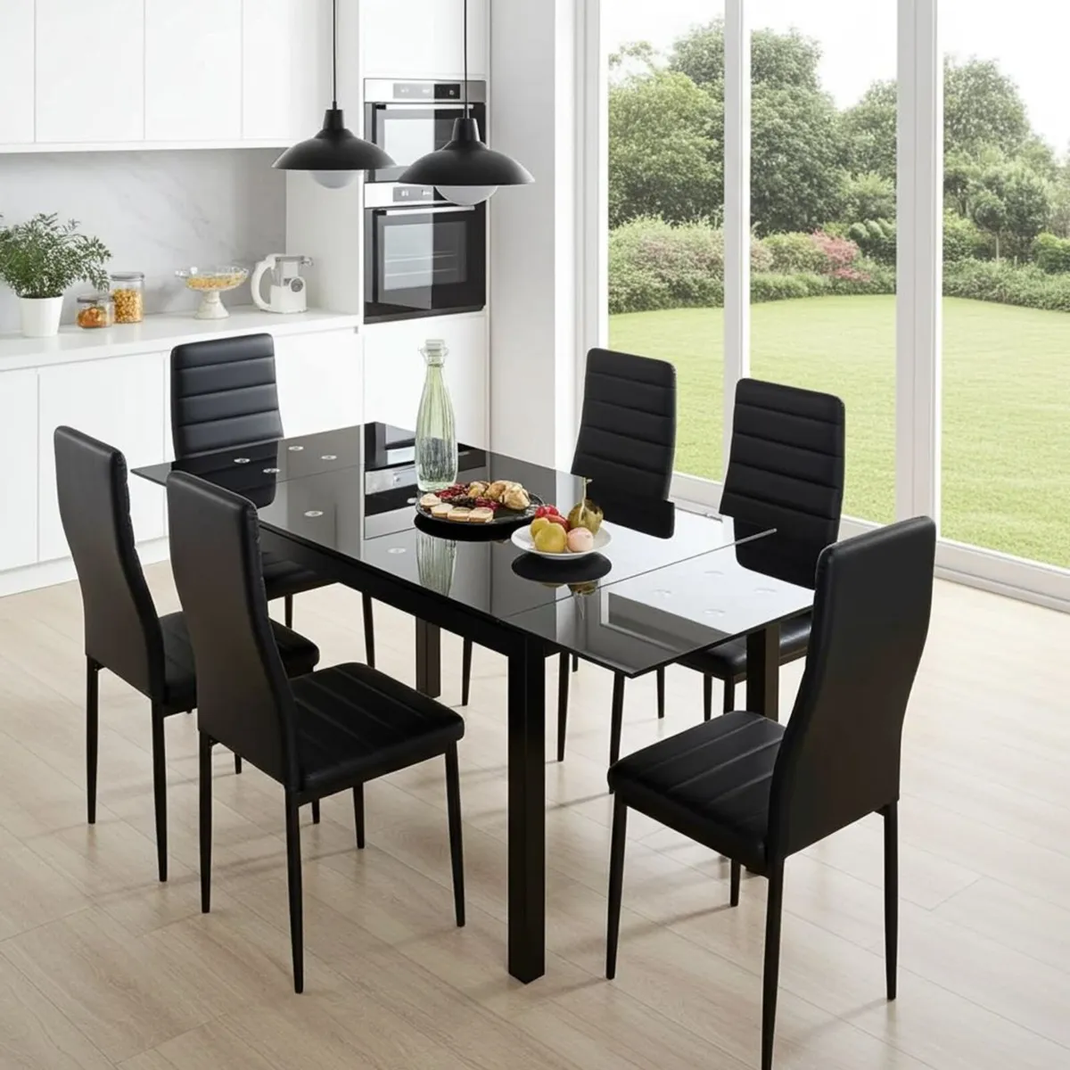 🍽️ Extendable Glass Dining Table Set + 6chairs - Image 1