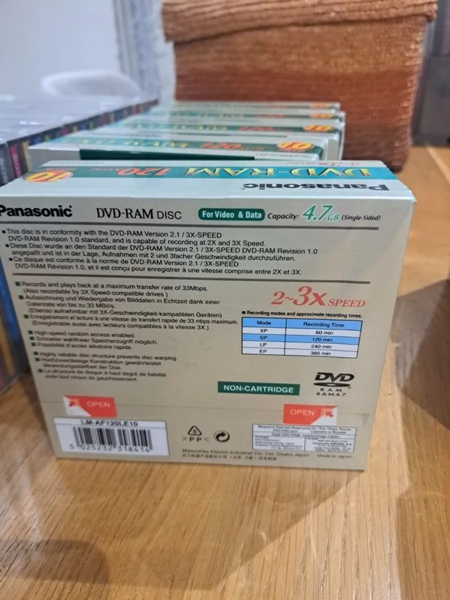 Panasonic DVD-RAM LM-AF120LE10 10 pack, 5 unopened packs so 50 DVD-RAMs. - Image 2