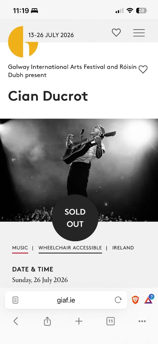 4 x Cian Ducrot, Galway, Tickets for sale - Image 1