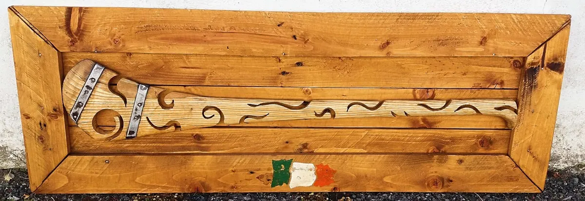 Rustic Old Irish Hurley Wallmount Wood Art - Image 1