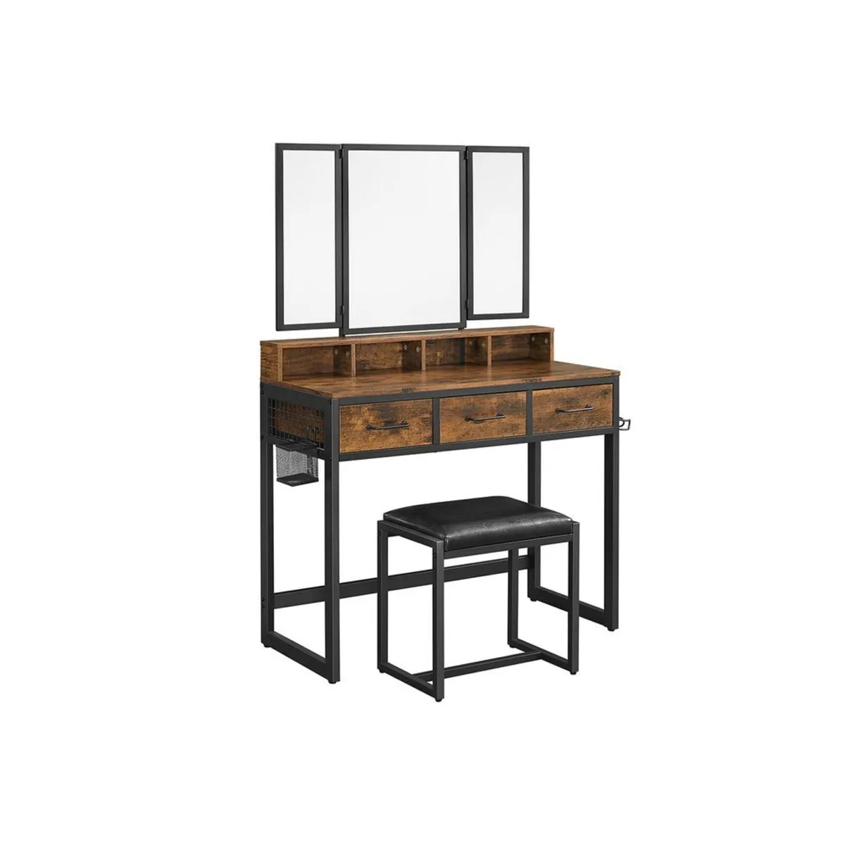 Industrial Dressing Table with Folding Mirror and - Image 3