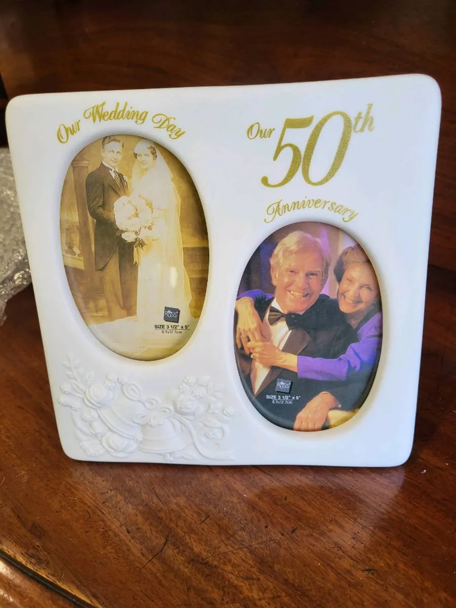 Lovely porcelain photo Frame for 50th wedding anni - Image 1
