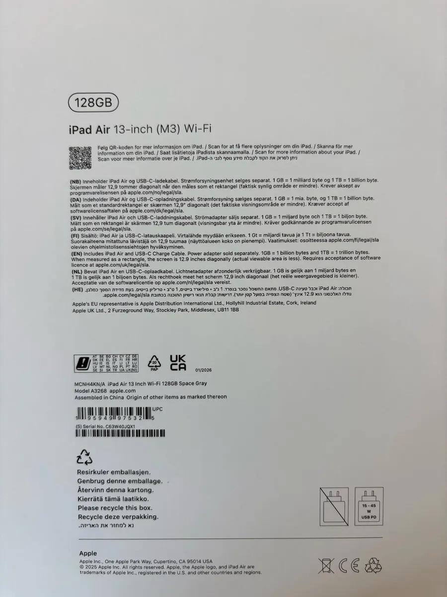 iPad Air 13 inch M3 128gb - Image 1