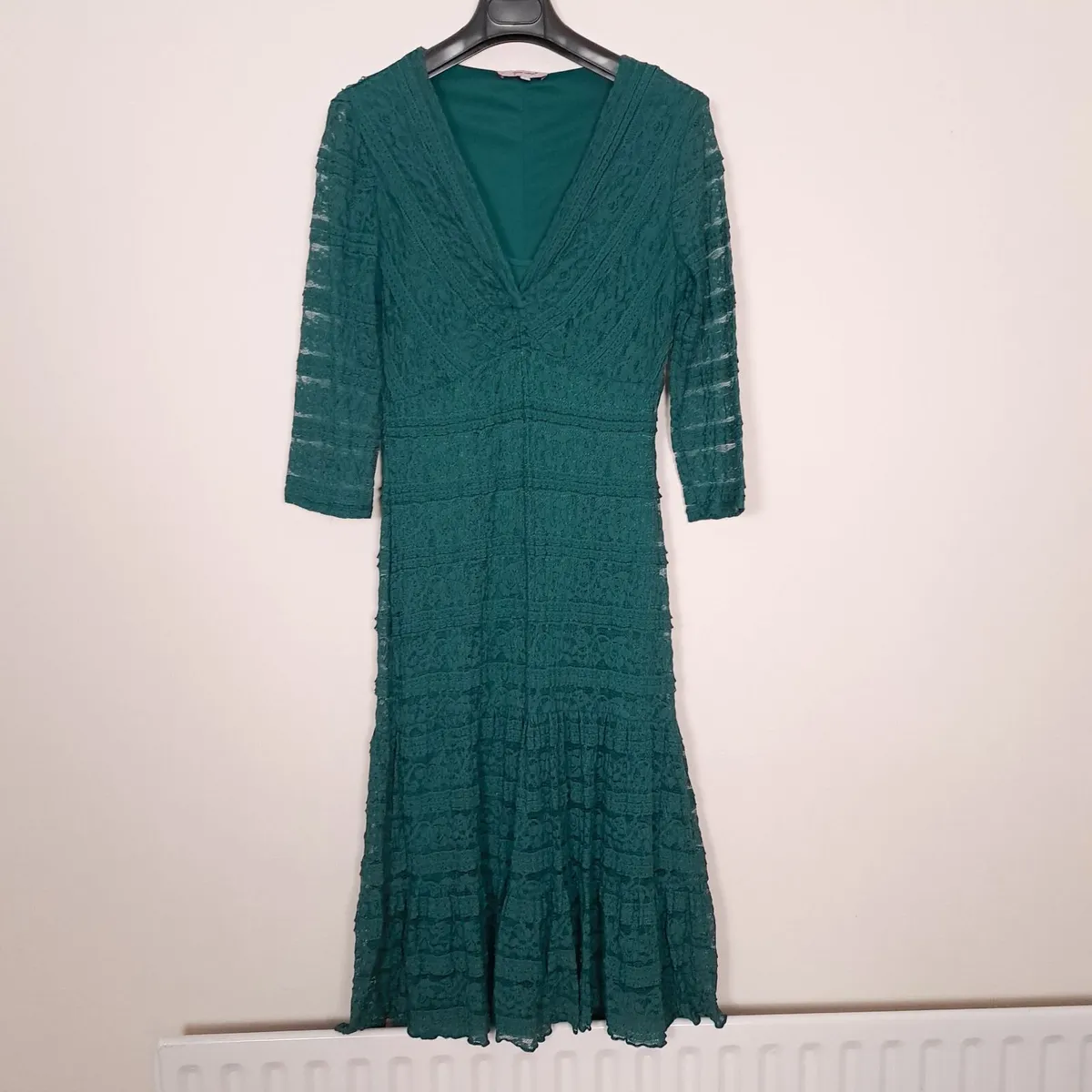 Per Una Teal Green Lace Tiered Midi Dress 12UK - Image 1