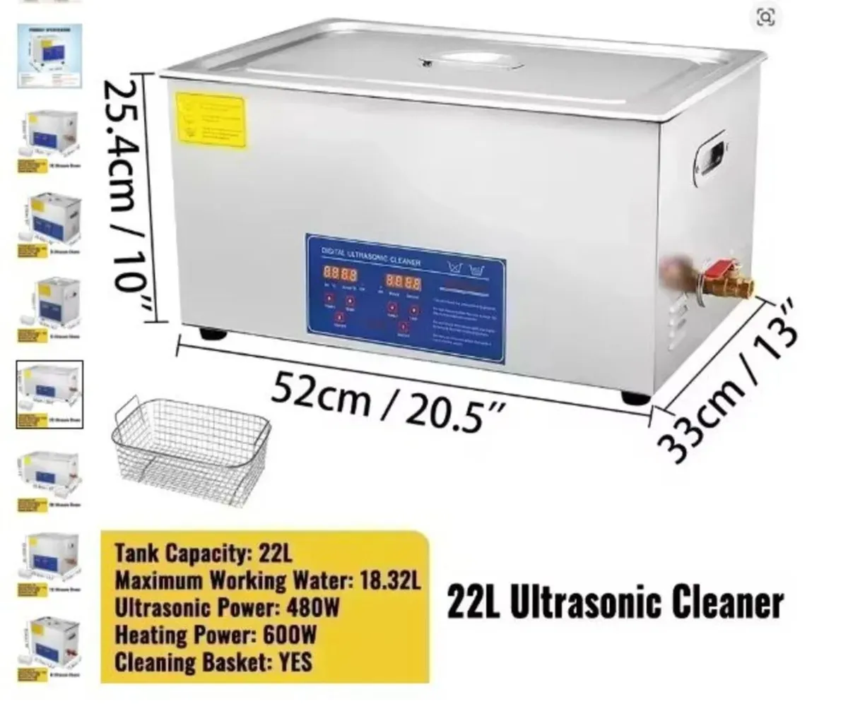 Ultrasonic Cleaner 22L with Heater and Timer - Image 1