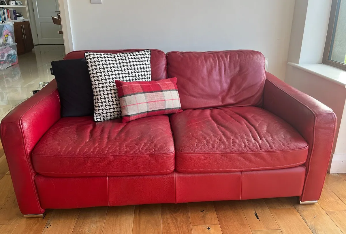 Modern & Stylish Red Leather Sofa Suite 3 + 2 + 1 - Image 3