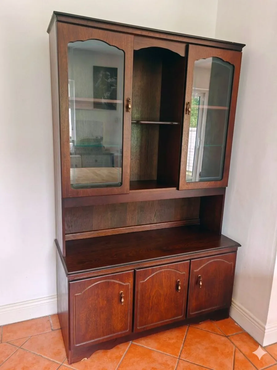 Glass and oak cabinet