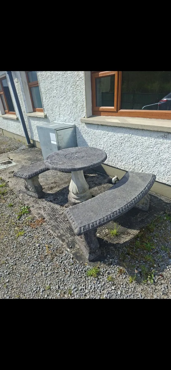 Concrete Garden Table with 2 Curved Benches - Image 2