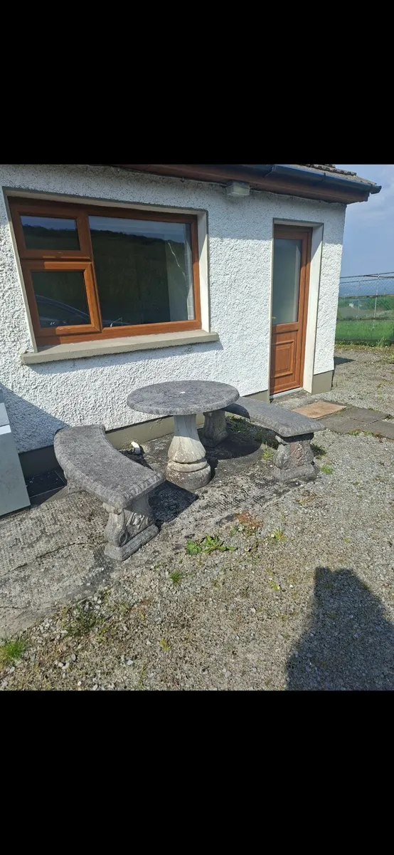 Concrete Garden Table with 2 Curved Benches - Image 1