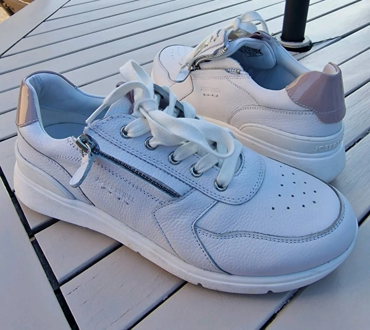 Josef Seibel trainers in white and rose - Image 1