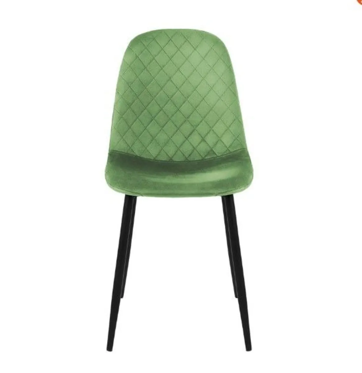Set of 4 Sage Green Velvet Dining Chairs – Modern - Image 4