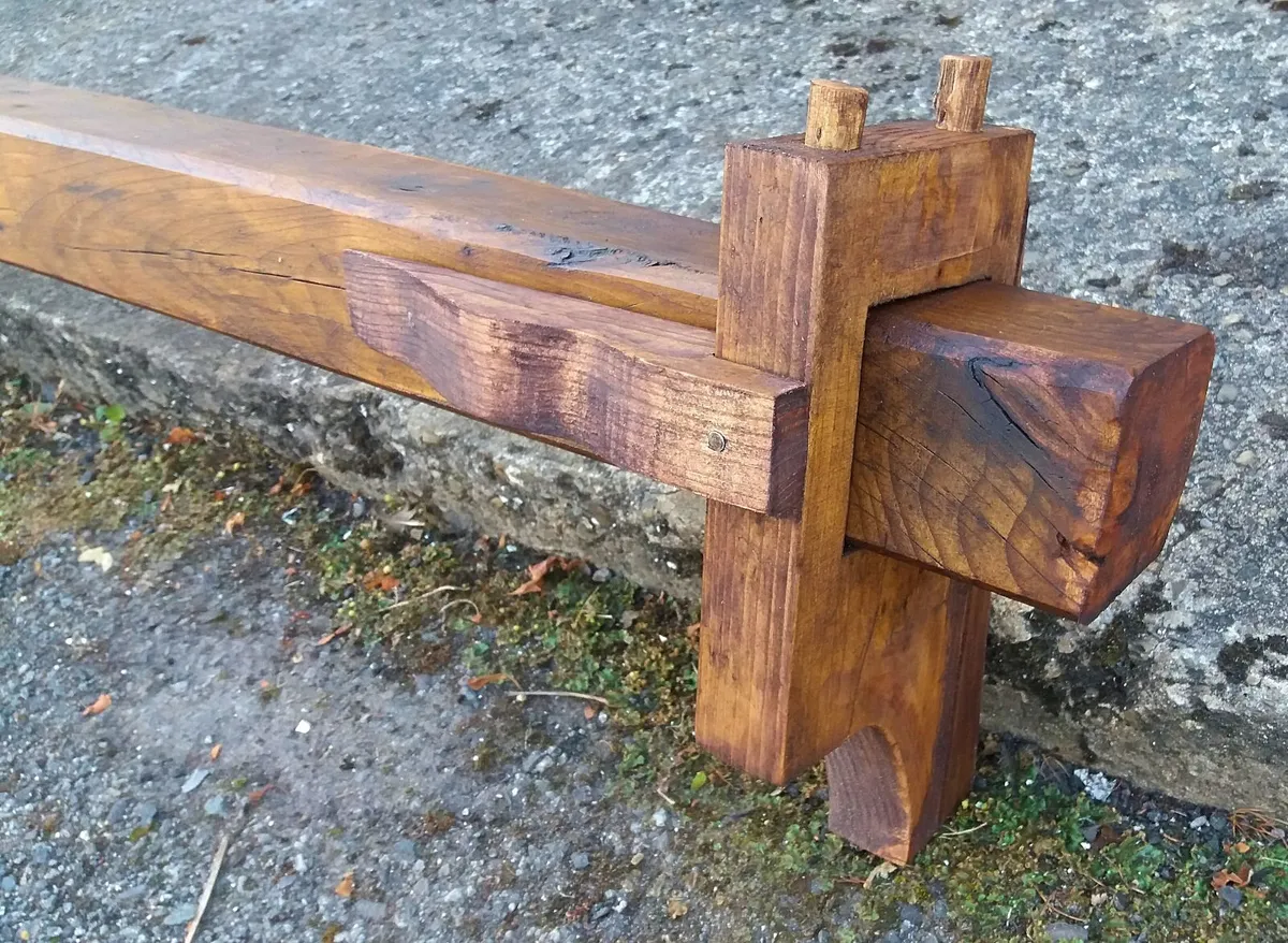 Rustic Wood Beam Stove Mantle / Floating Shelf - Image 4