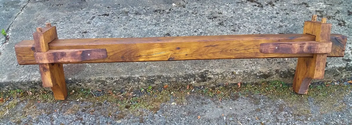 Rustic Wood Beam Stove Mantle / Floating Shelf - Image 2