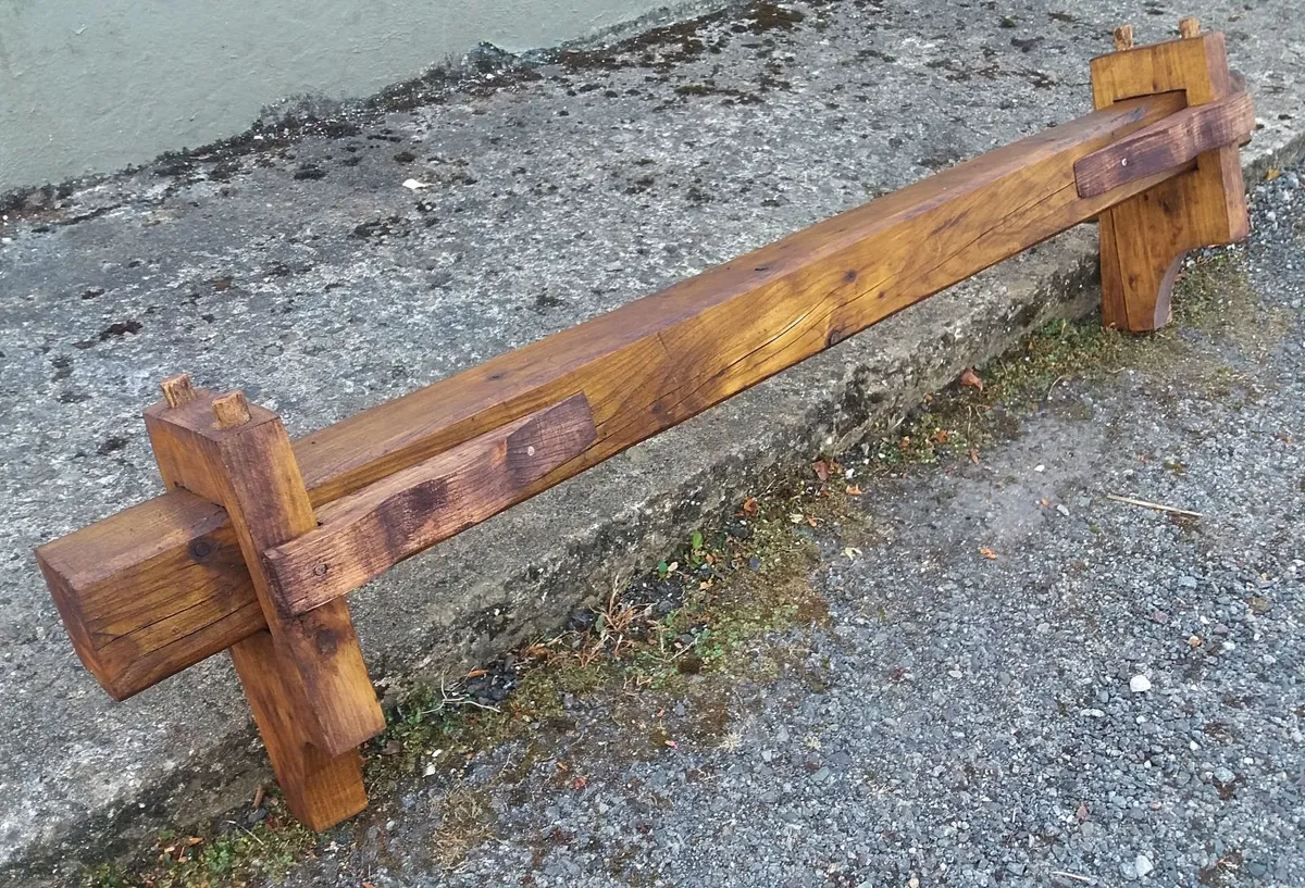 Rustic Wood Beam Stove Mantle / Floating Shelf - Image 3