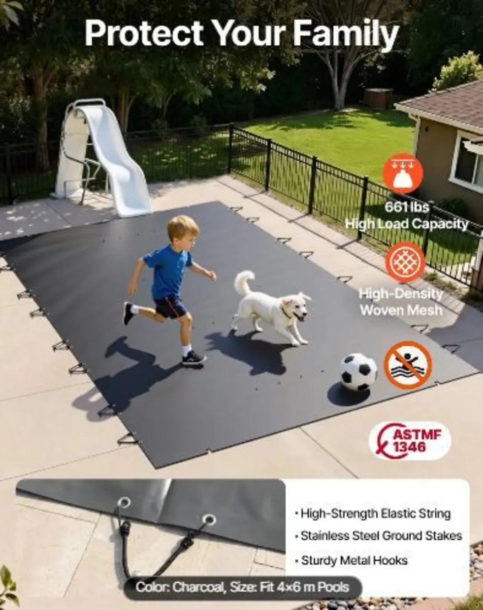 Pool Safety Cover Fits 10.5x18.6ft Rectangle - Image 2