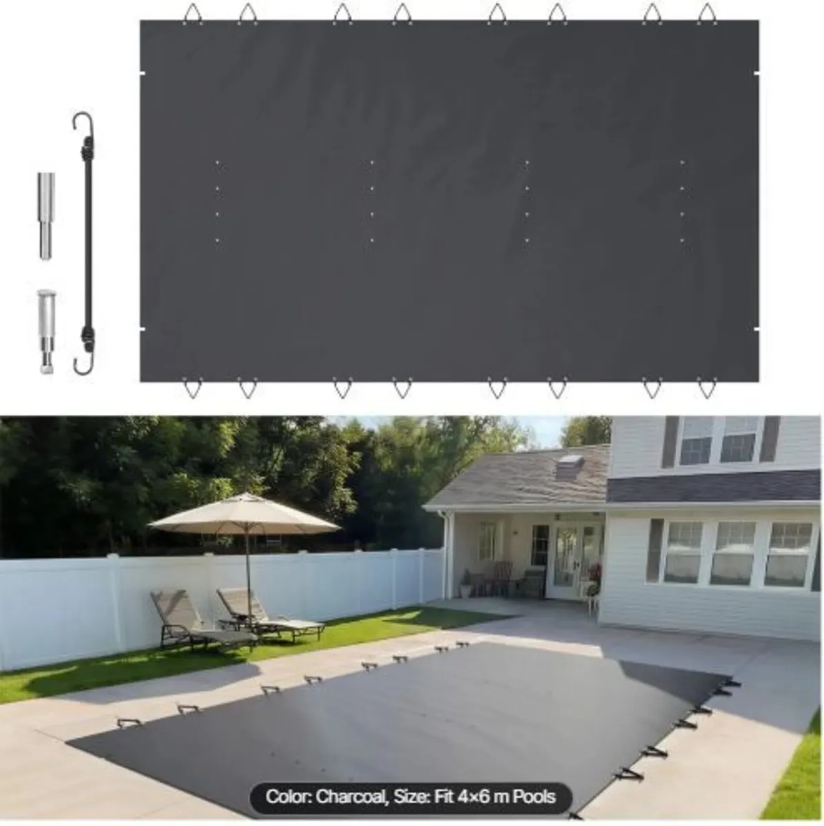 Pool Safety Cover Fits 10.5x18.6ft Rectangle - Image 4