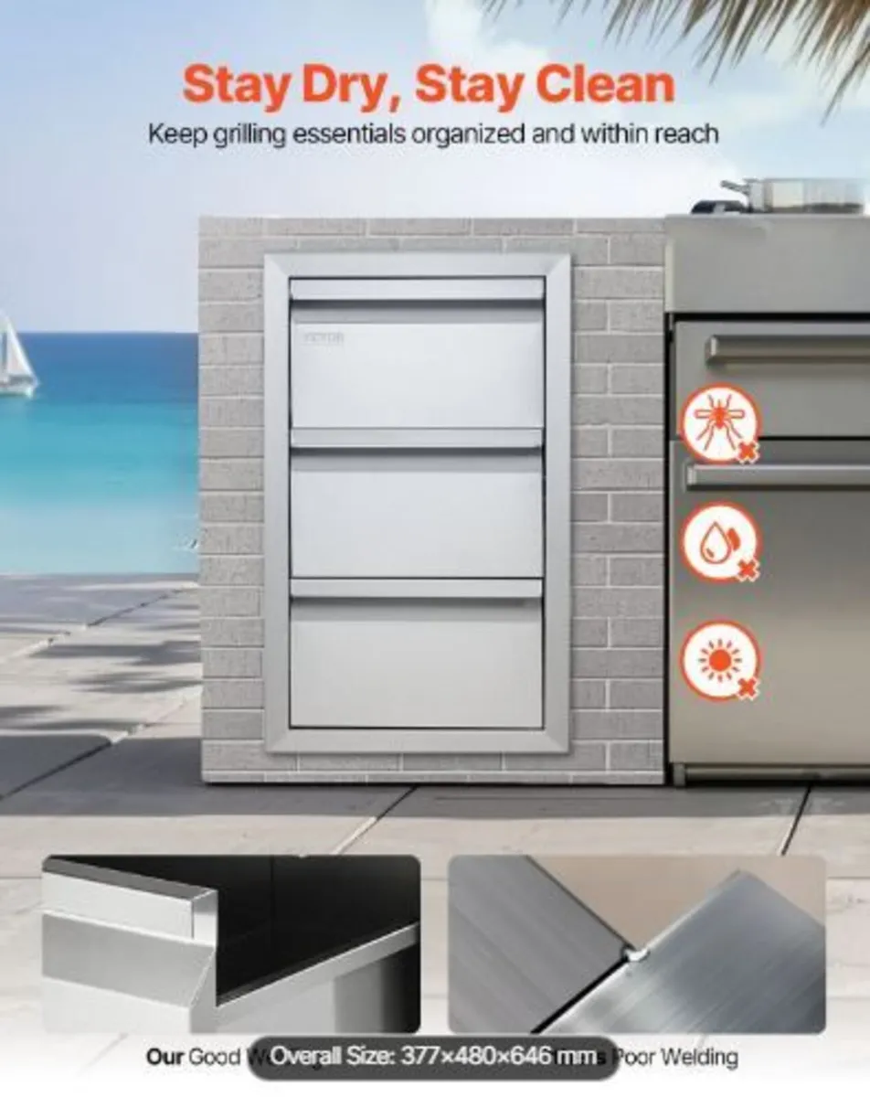 201 Stainless Steel Triple Access Drawer Outdoor - Image 4