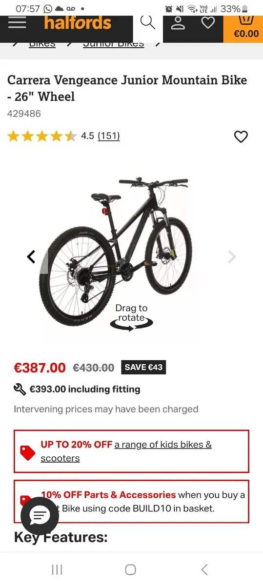 Carrera Vengeance Junior Mountain bike  26 inch - Image 2