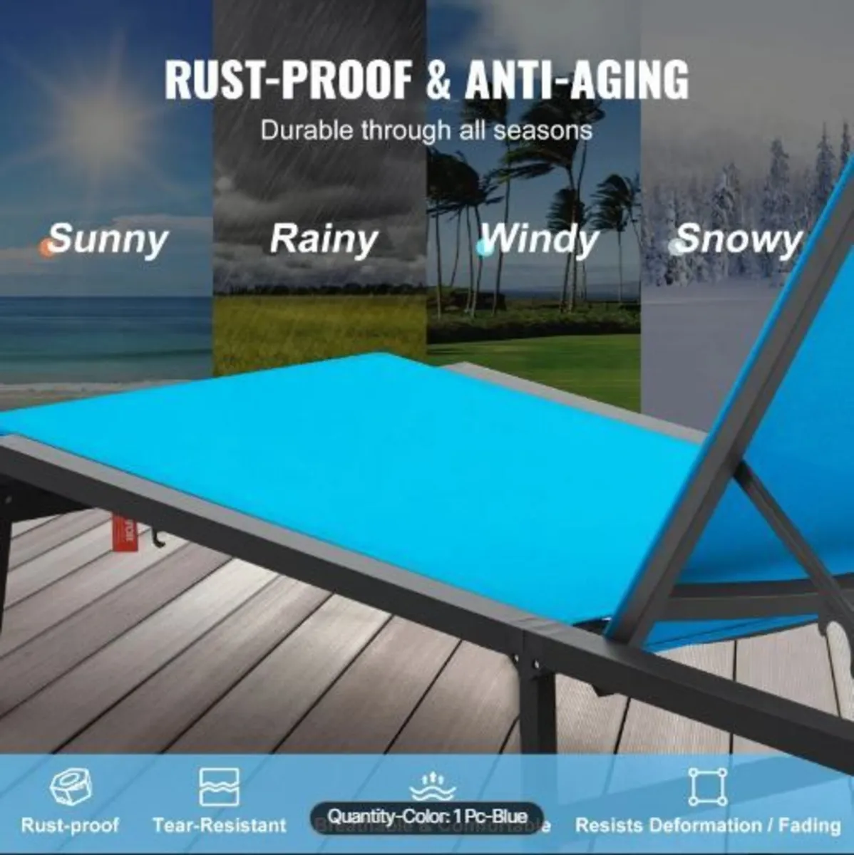 Chaise Lounge Chair Outdoor, Aluminum - Image 3