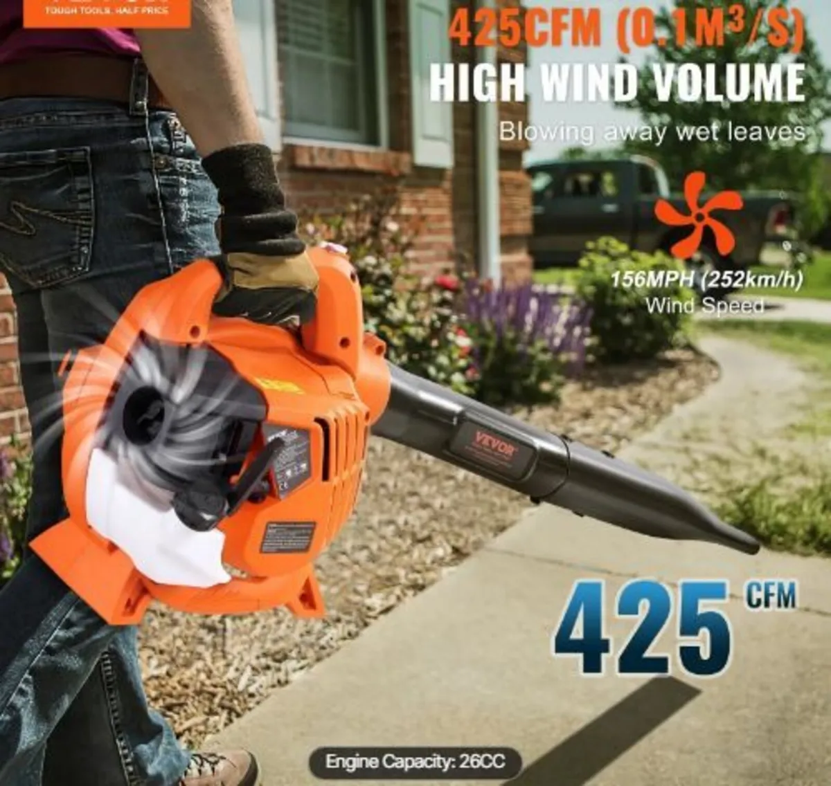 Gas Leaf Blower, 26CC 2-Cycle Handheld - Image 4