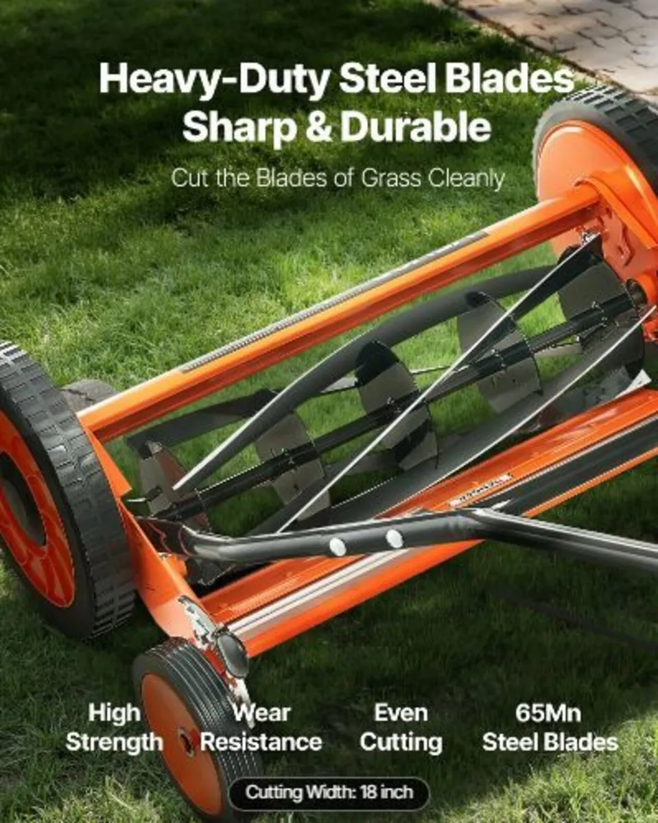 Push Reel Lawn Mower 45 cm, 5 Blades - Image 2