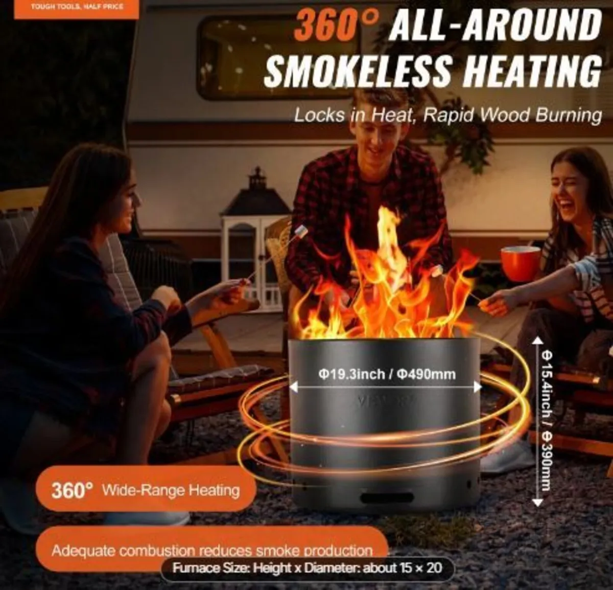 Smokeless Fire Pit Stove Bonfire 49 cm - Image 1