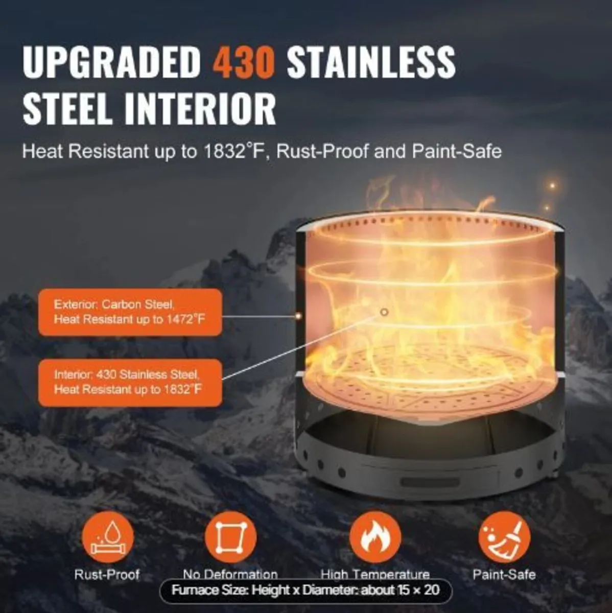 Smokeless Fire Pit Stove Bonfire 49 cm - Image 3