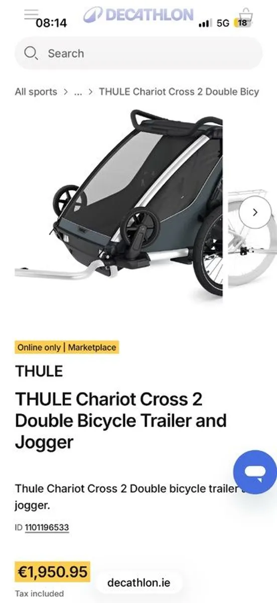 THULE Chariot Cross 2 Double Bicycle Trailer and Jogger - Image 2
